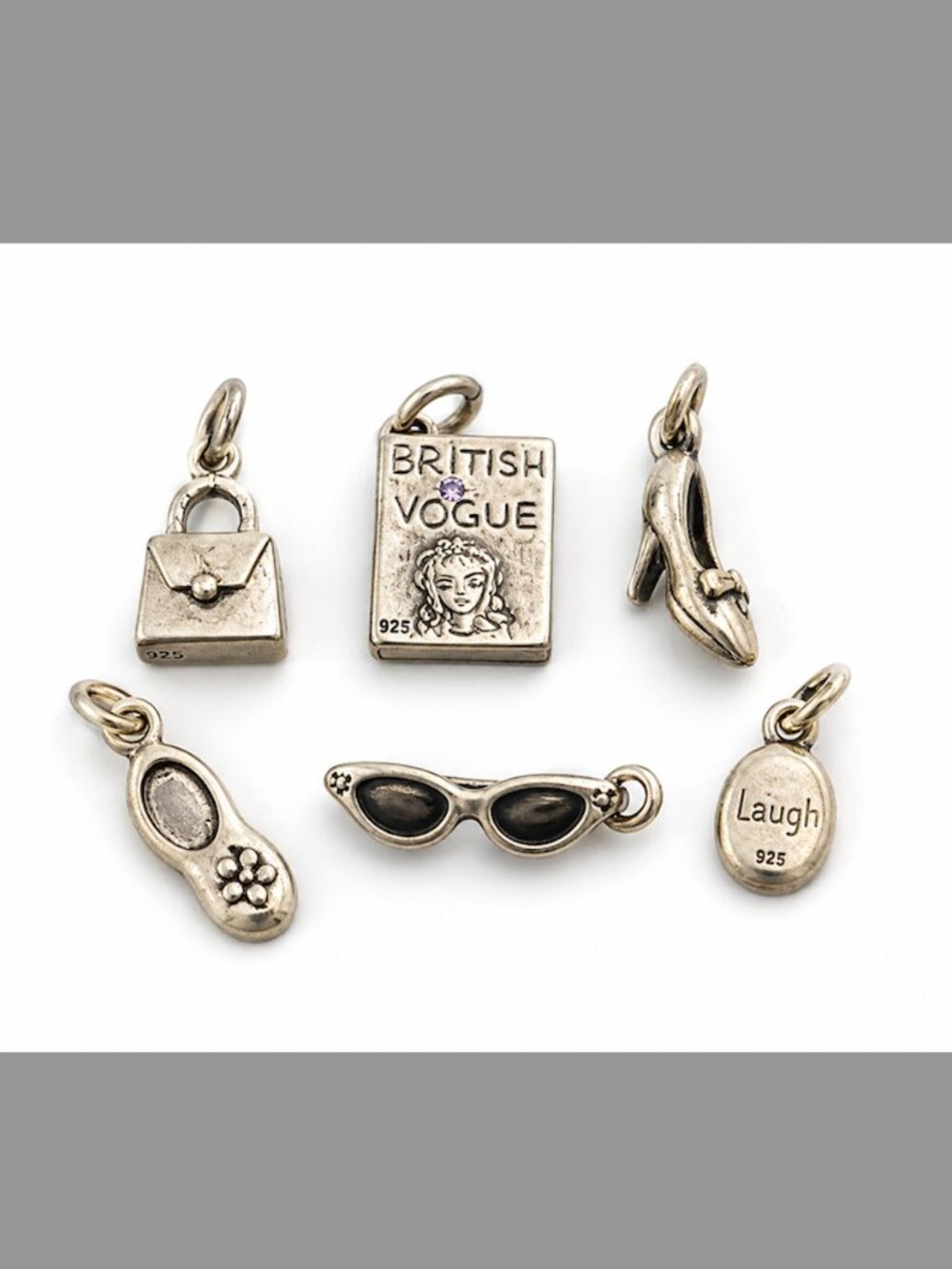 Sterling Silver Fashion Charm Lot 💕 Purse Heel Sunglasses Vogue 925